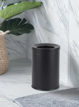 Kosz na odpady 10 L, pokrywa z otworem wrzutowym/ stal czarny mat