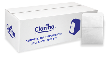 Serwetki Dyspenserowe białe 2000szt. 1W, 17 x 17cm