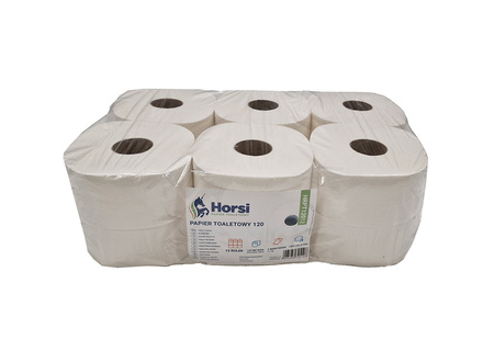 Papier toaletowy miniJUMBO 100% biały  120m | 2 warstwy | 12 rolek